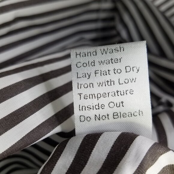 Ming Wang Heritage Fit Blouse Women's L Poplin Shawl Collar V-Neck Stripe NEW - Picture 12 of 16